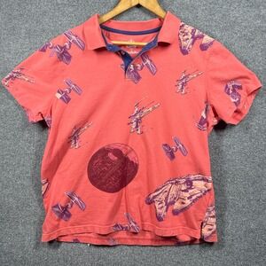 Authentic Disney Parks Star Wars Polo Slim Fit Coral Large